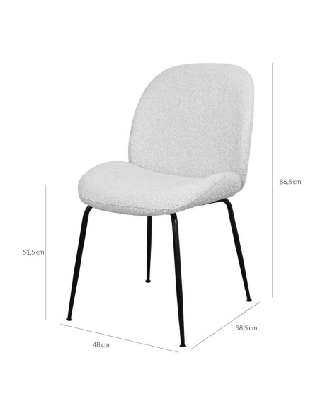 Silla BRANDO, Lana Bouclé Gris / Metal Negro. Vackart