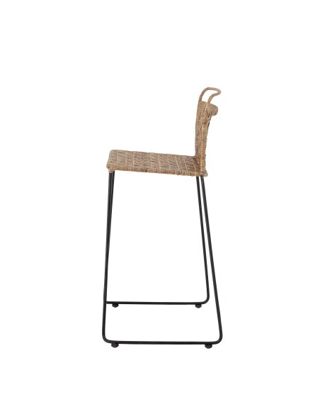 Taburete Alto GUNNEL 71,5 cm, Metal Negro / Ratán - Bloomingville. Vackart