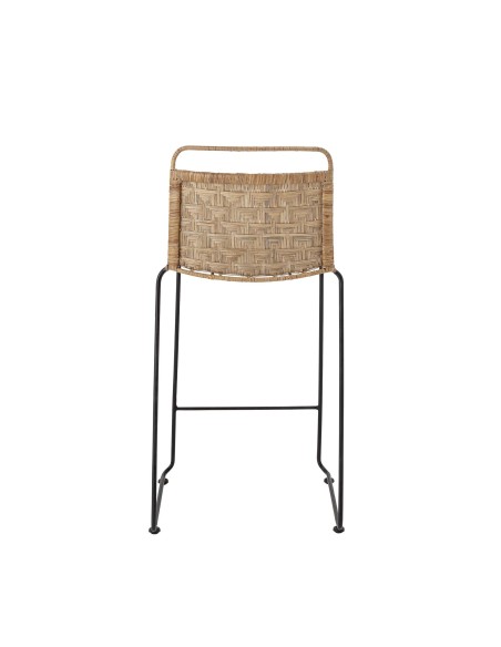 Taburete Alto GUNNEL 71,5 cm, Metal Negro / Ratán - Bloomingville. Vackart