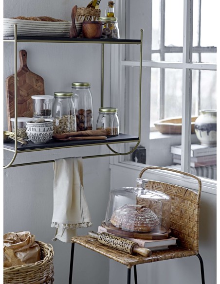 Taburete Alto GUNNEL 71,5 cm, Metal Negro / Ratán - Bloomingville. Vackart