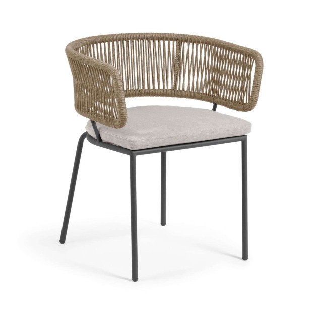 Silla NADIN cuerda beige/acero galvanizado - Kave Home