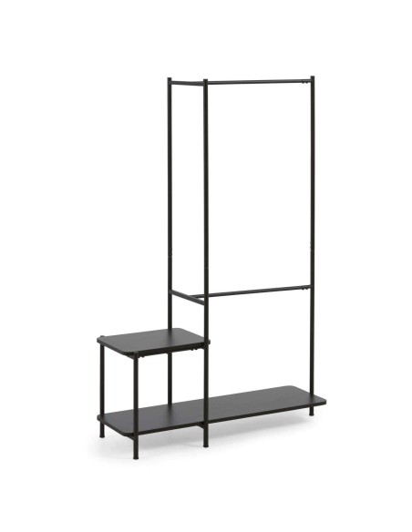 Burro para ropa con banqueta Galatia melamina/acero negro 100x150 cm - Kave Home