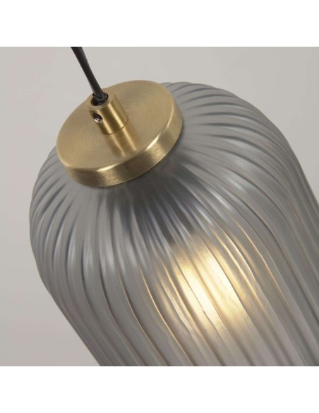 Lámpara de techo Hestia de metal latón y cristal gris - Kave Home