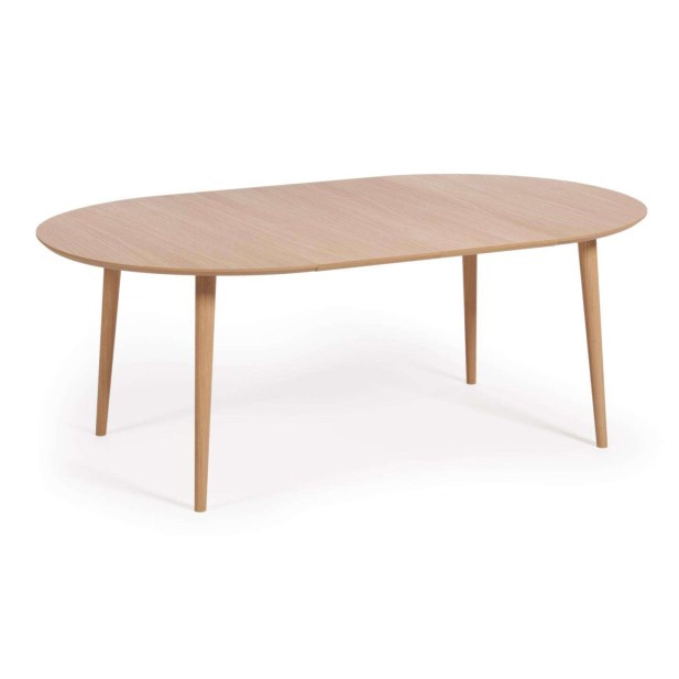 Mesa extensible Oqui Ø120(200)x120 cm roble - Kave Home