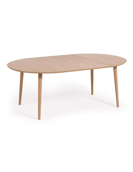 Mesa extensible Oqui Ø120(200)x120 cm roble - Kave Home