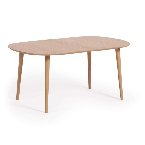 Mesa extensible Oqui Ø160(260)x100 cm roble - Kave Home