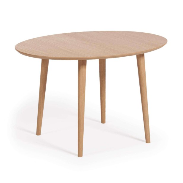 Mesa extensible Oqui Ø120(200)x90 cm roble - Kave Home