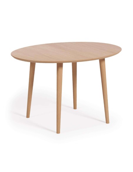 Mesa extensible Oqui Ø120(200)x90 cm roble - Kave Home