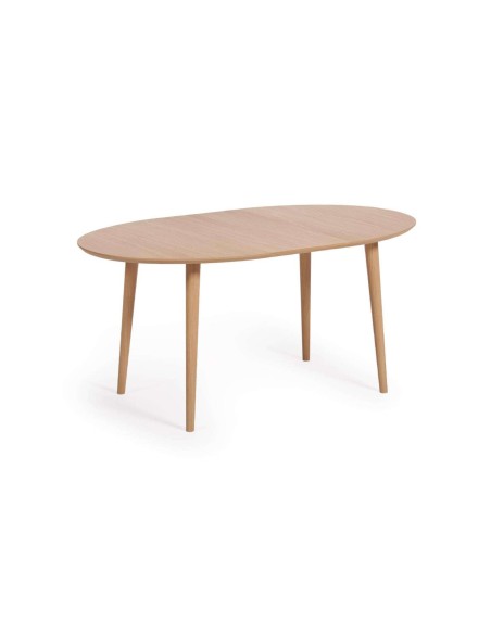 Mesa extensible Oqui Ø120(200)x90 cm roble - Kave Home
