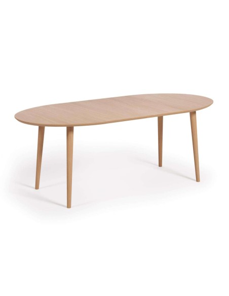 Mesa extensible Oqui Ø120(200)x90 cm roble - Kave Home