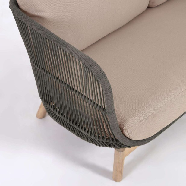 Sofá Catalina 3 plazas cuerda verde/acacia 170 cm FSC - Kave Home