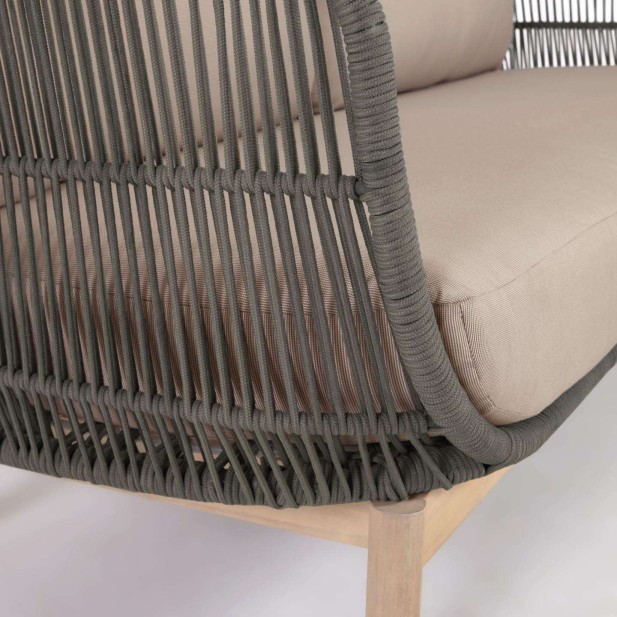 Sofá Catalina 3 plazas cuerda verde/acacia 170 cm FSC - Kave Home