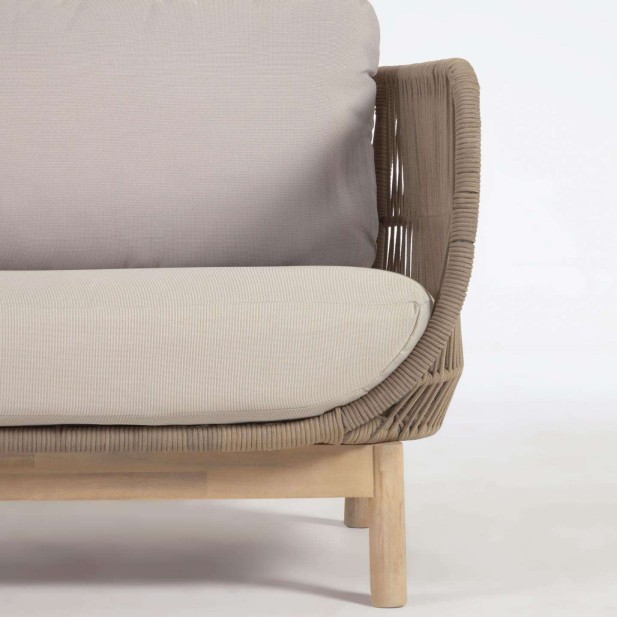 Sofá Catalina 3 plazas cuerda beige/acacia 170 cm FSC - Kave Home