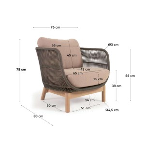 Butaca Catalina cuerda verde/acacia FSC - Kave Home 2