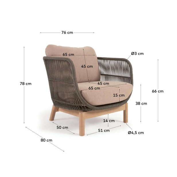 Butaca Catalina cuerda verde/acacia FSC - Kave Home