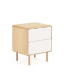 Mesita de noche Anielle de madera maciza y chapa de fresno 50 x 58,4 cm - Kave Home