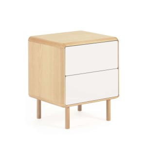 Mesita de noche Anielle de madera maciza y chapa de fresno 50 x 58,4 cm - Kave Home; Vackart. YG0132M46. Los mejores muebles de diseño de la marca Kave Home