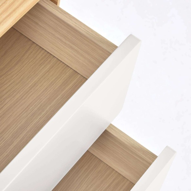 Mesita de noche Anielle de madera maciza y chapa de fresno 50 x 58,4 cm - Kave Home