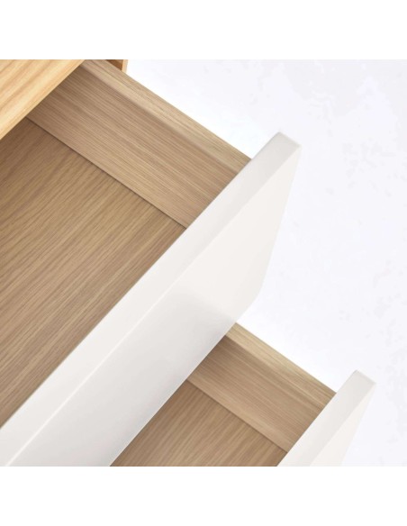 Mesita de noche Anielle de madera maciza y chapa de fresno 50 x 58,4 cm - Kave Home