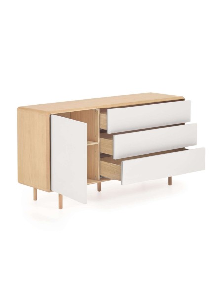 Aparador Anielle de madera maciza y chapa de fresno 150 x 78 cm - Kave Home