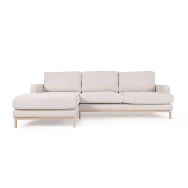 Sofá Mihaela 3 plazas con chaise longue izquierdo de borrego blanco 264 cm - Kave Home