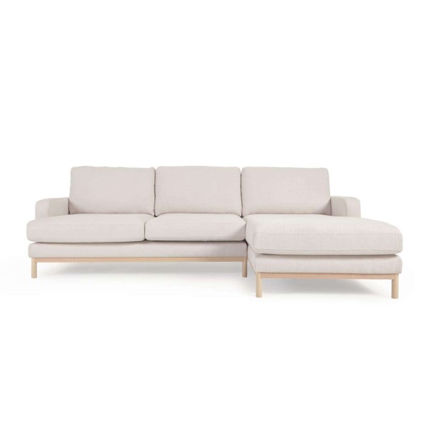 Sofá Mihaela 3 plazas con chaise longue derecho de borrego blanco 264 cm - Kave Home