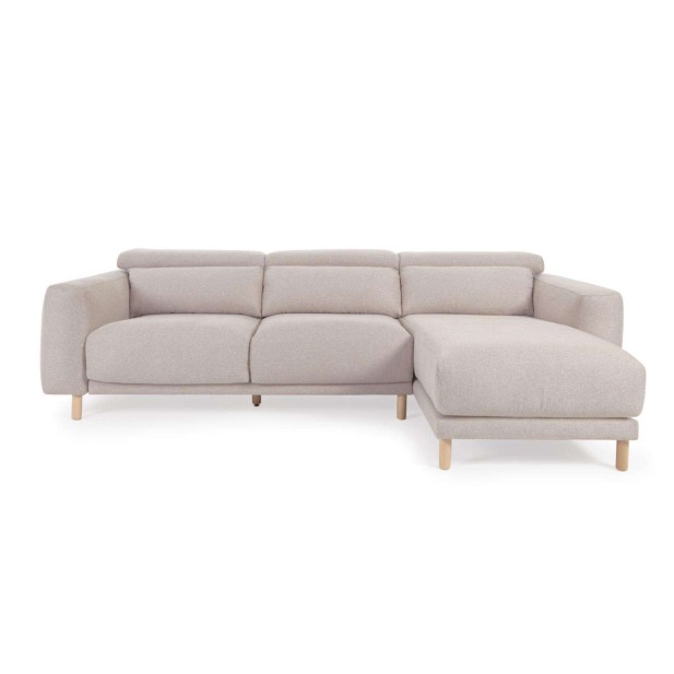 Sofá Singa 3 plazas con chaise longue derecho beige 296 cm - Kave Home