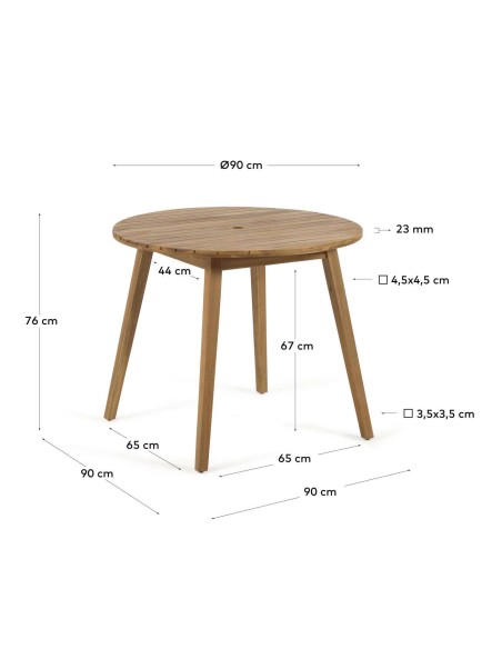 Mesa redonda Vilma Ø 90 cm de exterior, acacia FSC 100% - Kave Home