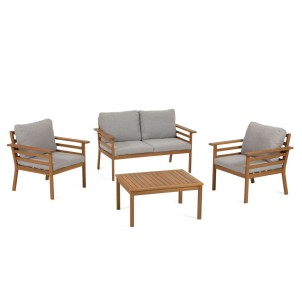 Set de exterior Vilma de sofá, 2 sillones y mesa de centro, acacia FSC 100% - Kave Home; Vackart. LH0371M46. Los mejores muebles de diseño de la marca Kave Home