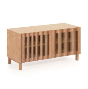 Banco Beyla con 2 puertas de madera maciza y chapa de roble 98,5 cm FSC 100% - Kave Home; Vackart. LH0356M40. Los mejores muebles de diseño de la marca Kave Home