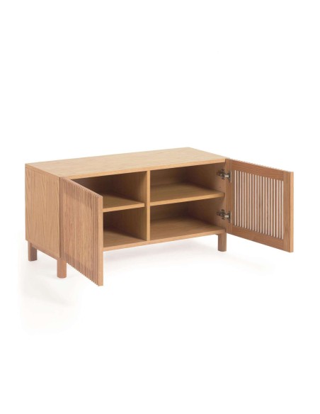 Banco Beyla con 2 puertas de madera maciza y chapa de roble 98,5 cm FSC 100% - Kave Home