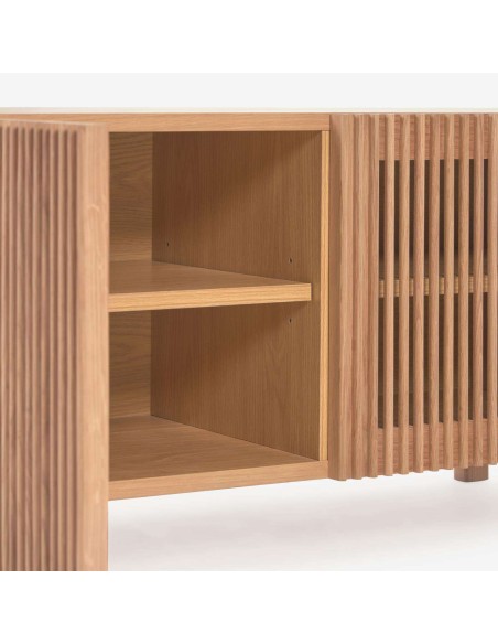 Banco Beyla con 2 puertas de madera maciza y chapa de roble 98,5 cm FSC 100% - Kave Home