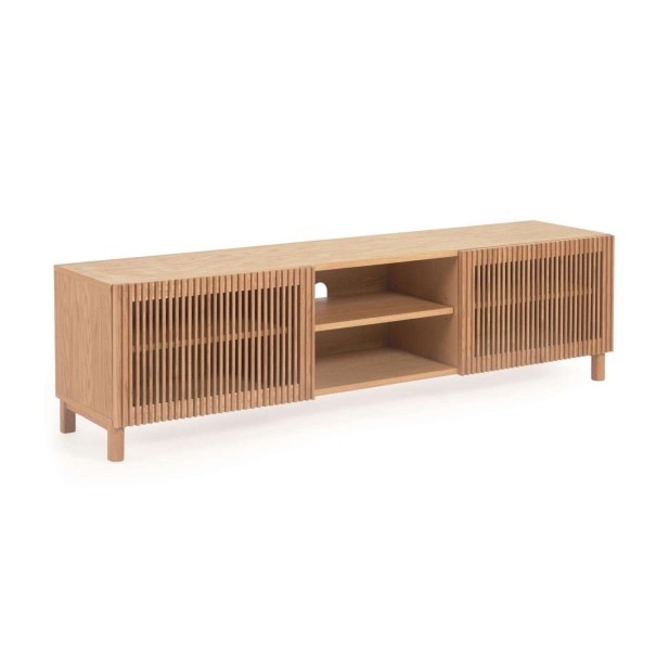 Mueble TV Beyla 2 puertas de madera maciza y chapa de roble 180x49,5 cm FSC 100% FSC 100% - Kave Home