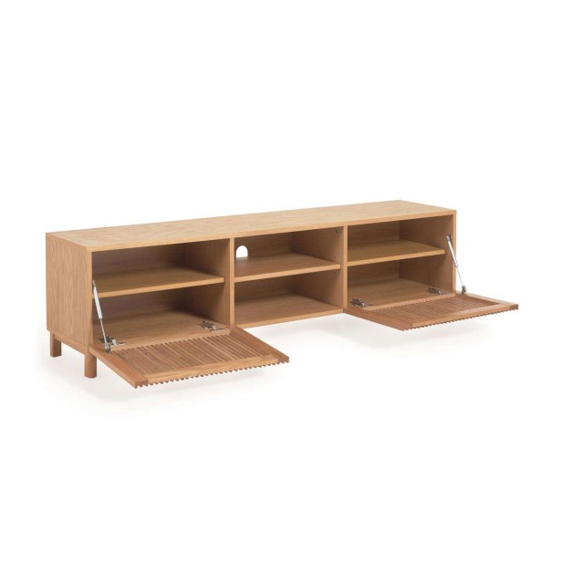 Mueble TV Beyla 2 puertas de madera maciza y chapa de roble 180x49,5 cm FSC 100% FSC 100% - Kave Home Mueble TV Beyla 2 puertas de madera maciza y chapa de roble 180x49,5 cm FSC 100% FSC 100% - Kave Home