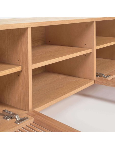 Mueble TV Beyla 2 puertas de madera maciza y chapa de roble 180x49,5 cm FSC 100% FSC 100% - Kave Home