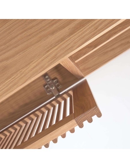 Mueble TV Beyla 2 puertas de madera maciza y chapa de roble 180x49,5 cm FSC 100% FSC 100% - Kave Home