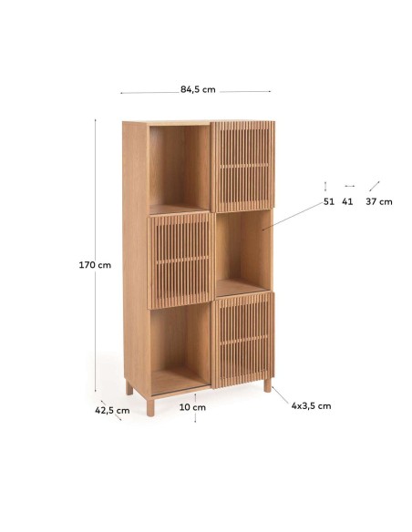 Estantería Beyla de madera maciza y chapa de roble 84,5 x 170 cm FSC 100% - Kave Home