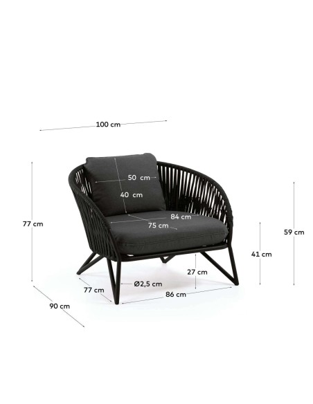 Butaca Branzie de cuerda negro - Kave Home