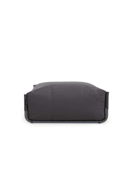 Puf sofá modular 100% para exterior Square gris oscuro y aluminio negro 101 x 101 cm - Kave Home
