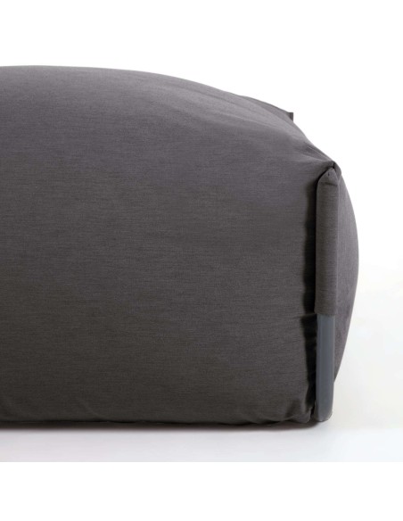 Puf sofá modular 100% para exterior Square gris oscuro y aluminio negro 101 x 101 cm - Kave Home