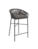 Taburete Yanet 80 cm cuerda negro/acero galvanizado  - Kave Home
