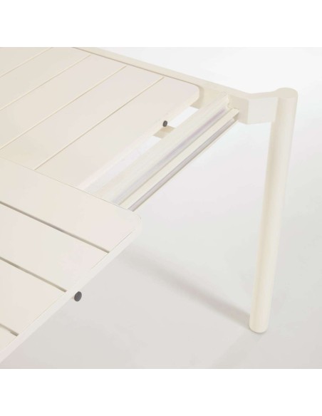 Mesa extensible de exterior Zaltana 180 (240) x 100 cm aluminio blanco mate - Kave Home