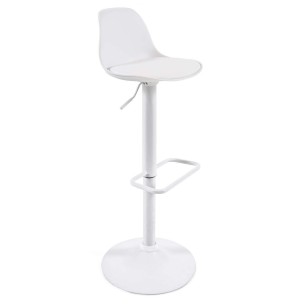 Taburete Orlando - T de piel sintética blanco y acero blanco mate 60-82 cm - Kave Home; Vackart. CC3015U05. Los mejores muebles de diseño de la marca Kave Home