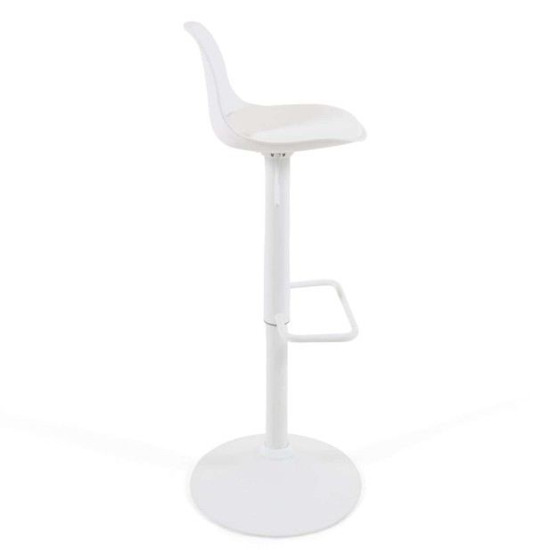 Taburete Orlando - T de piel sintética blanco y acero blanco mate 60-82 cm - Kave Home Taburete Orlando - T de piel sintética blanco y acero blanco mate 60-82 cm - Kave Home