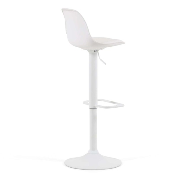 Taburete Orlando - T de piel sintética blanco y acero blanco mate 60-82 cm - Kave Home Taburete Orlando - T de piel sintética blanco y acero blanco mate 60-82 cm - Kave Home