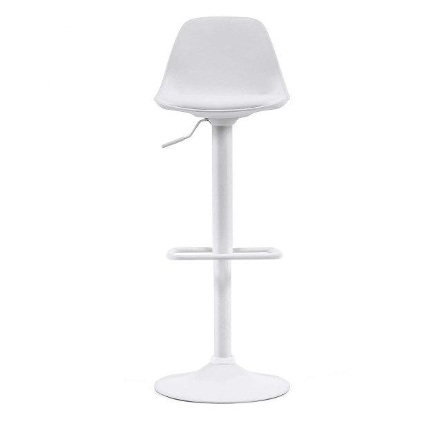 Taburete Orlando - T de piel sintética blanco y acero blanco mate 60-82 cm - Kave Home Taburete Orlando - T de piel sintética blanco y acero blanco mate 60-82 cm - Kave Home