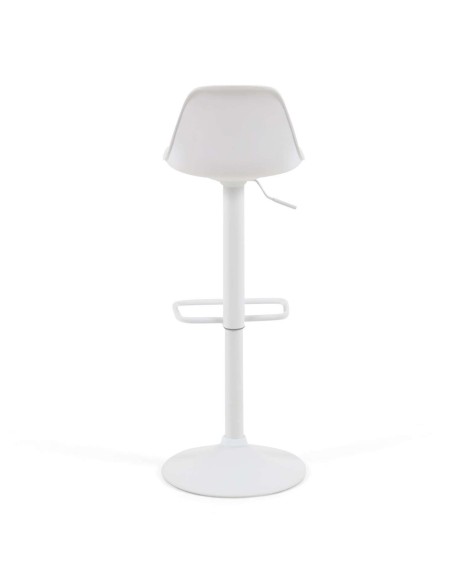 Taburete Orlando - T de piel sintética blanco y acero blanco mate 60-82 cm - Kave Home