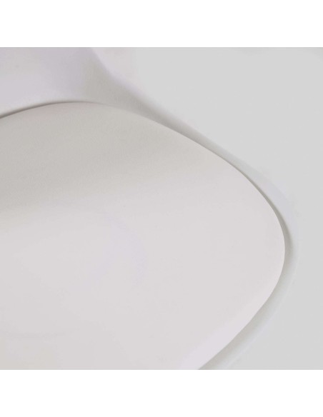 Taburete Orlando - T de piel sintética blanco y acero blanco mate 60-82 cm - Kave Home