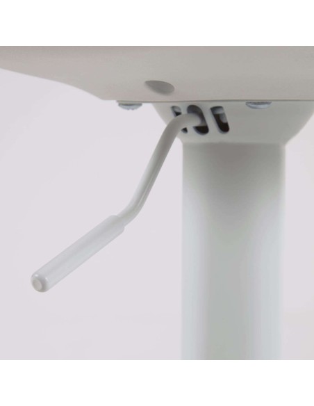 Taburete Orlando - T de piel sintética blanco y acero blanco mate 60-82 cm - Kave Home