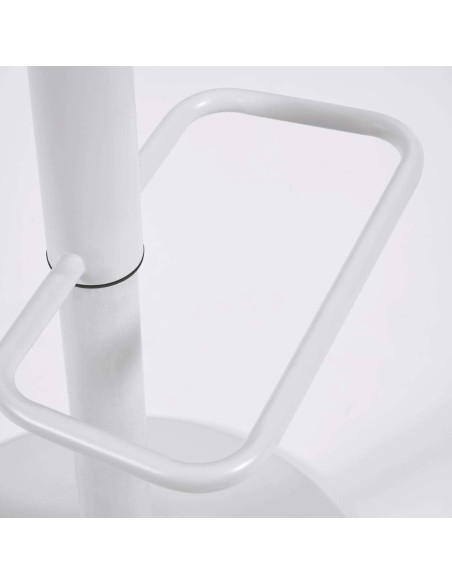 Taburete Orlando - T de piel sintética blanco y acero blanco mate 60-82 cm - Kave Home